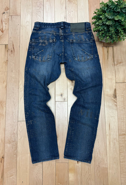 Galliano ‘Gazette’ Newspaper Print Denim