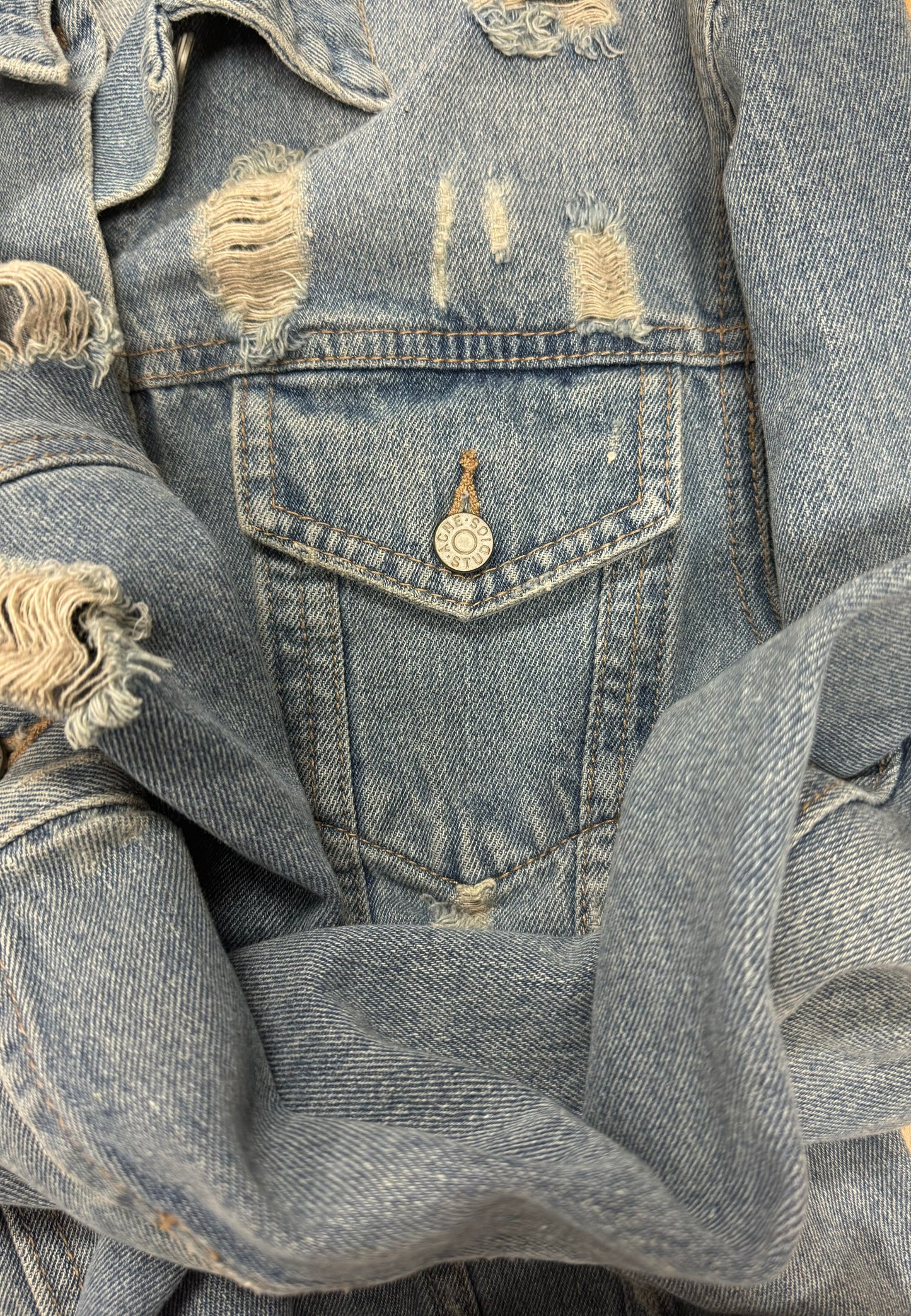 Acne Studios Distressed Blue Denim Jacket