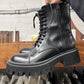 Balenciaga ‘Tractor’ Black Leather High Top Combat Boots