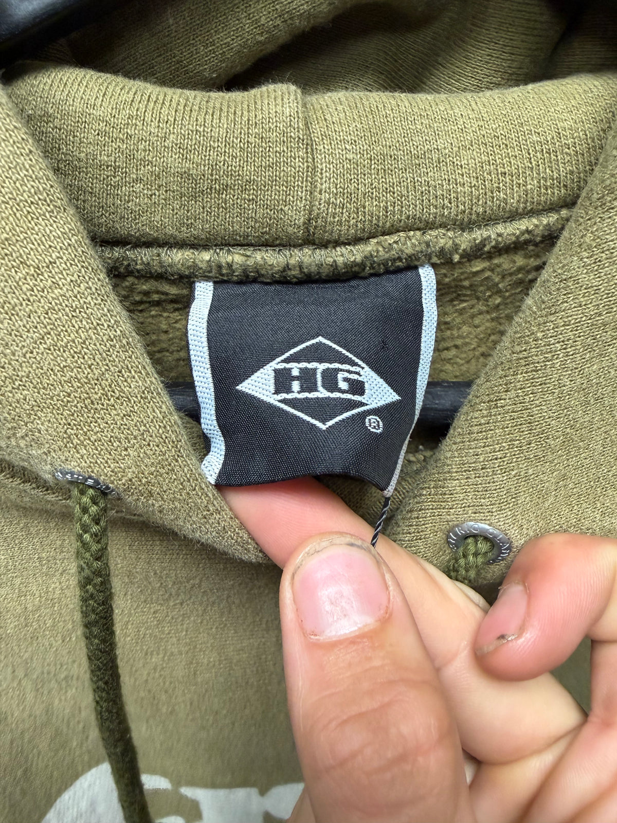 2000s Hysteric Glamour ‘Trip’ Faded Green/White Pullover Hoodie