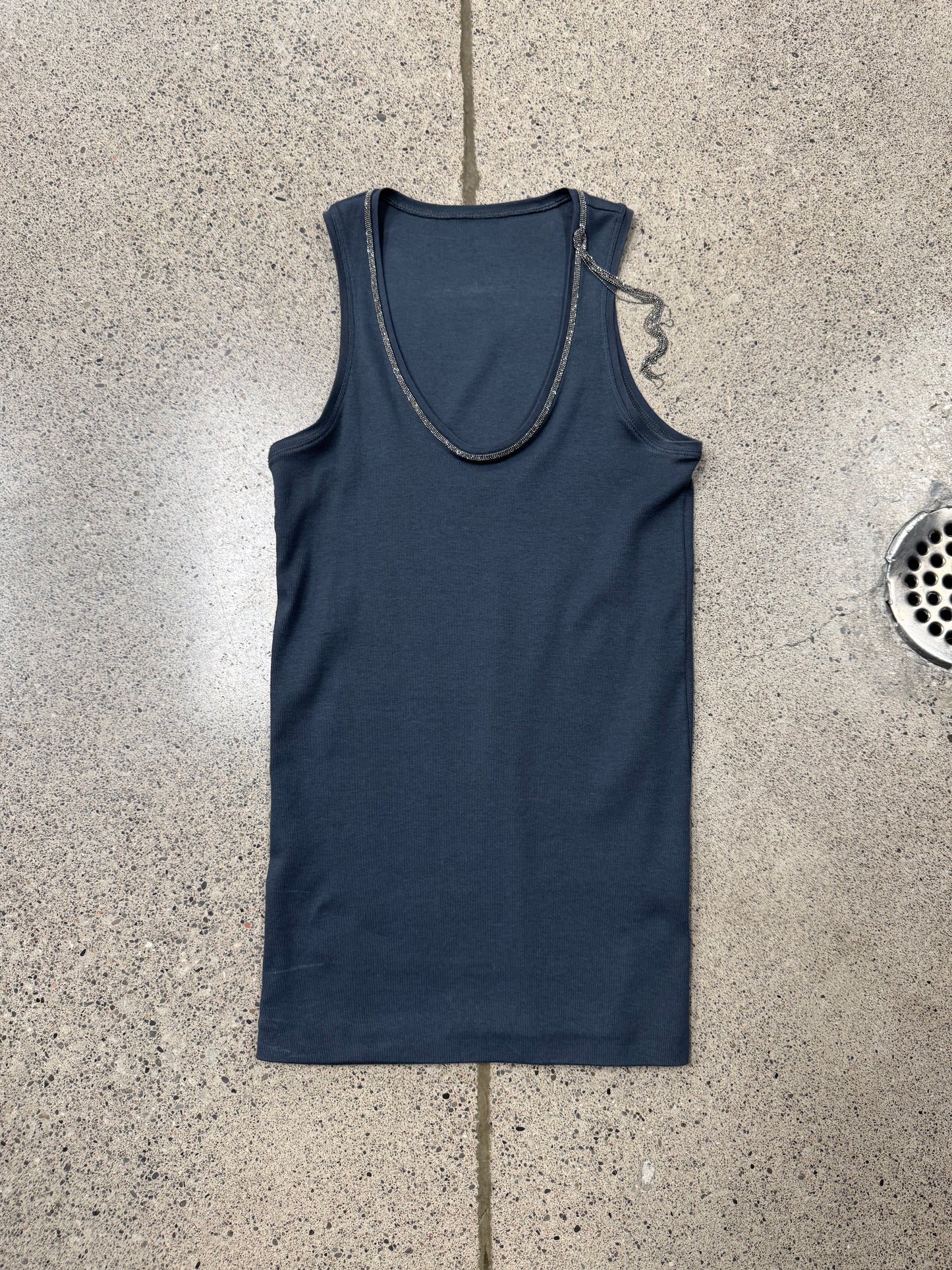 Brunello Cucinelli Silver ‘Necklace’ Ribbed Tank Top