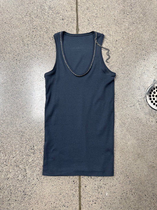 Brunello Cucinelli Silver ‘Necklace’ Ribbed Tank Top