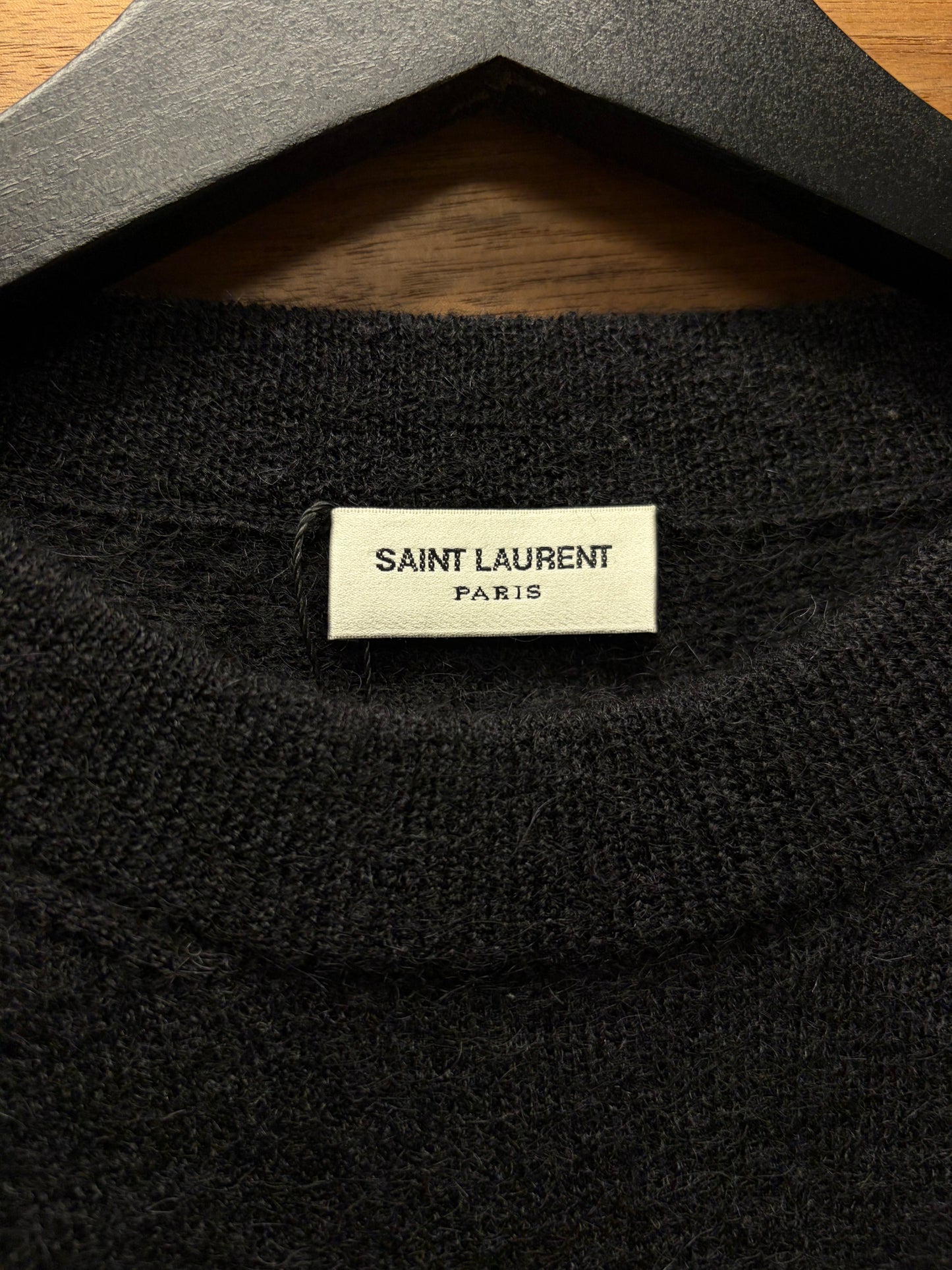2017 Saint Laurent ‘Sunset Panther’ Black Mohair/Wool Knit Sweater