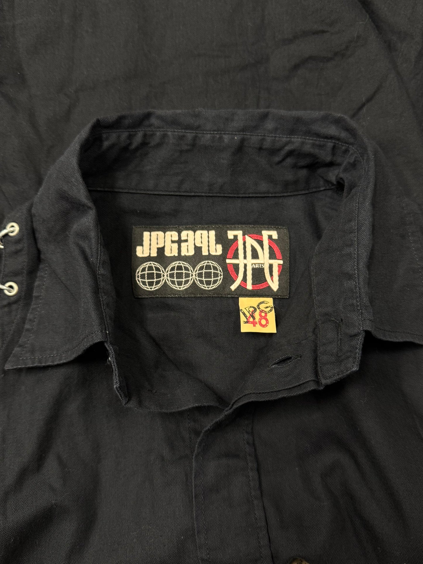 SS2003 Jean Paul Gaultier ‘Piercing’ Black Long Sleeve Collared Shirt