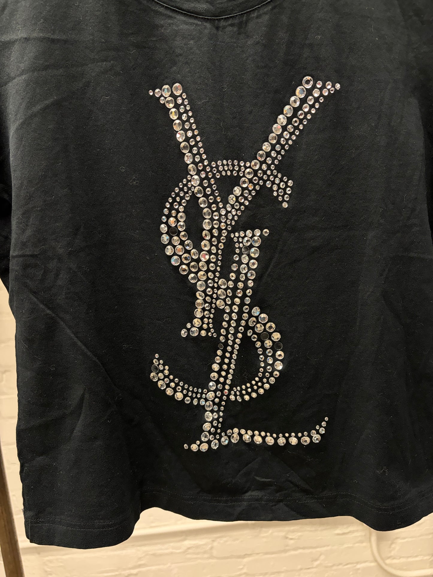 2000s Yves Saint Laurent Rive Gauche ‘YSL’ Logo Studded Sequin Top