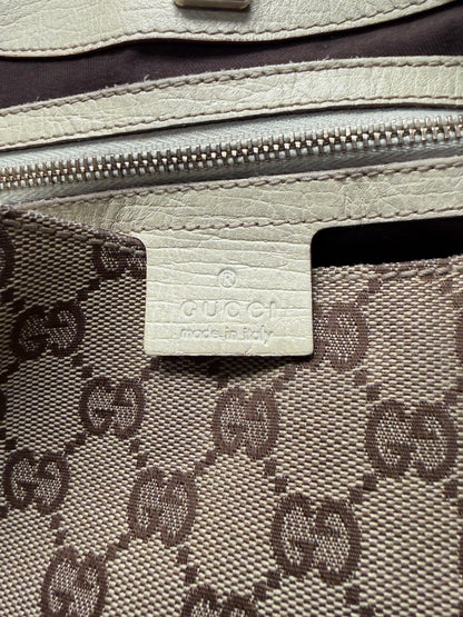 Vintage Gucci Horsebit ‘Hasler’ Brown Canvas Monogram Shoulder Bag