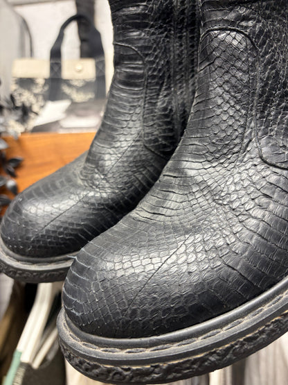 SS2009 Rick Owens ‘Strutter’ Black Python Hide Engineer Boots