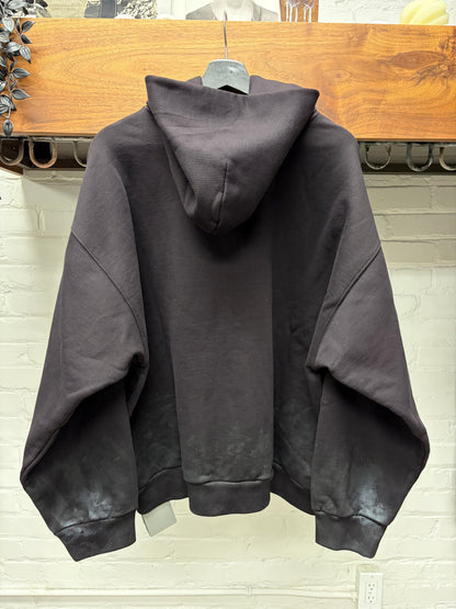AW2024 Balenciaga ‘Metal Logo’ Stencil Paint Distressed Black Pullover Hoodie