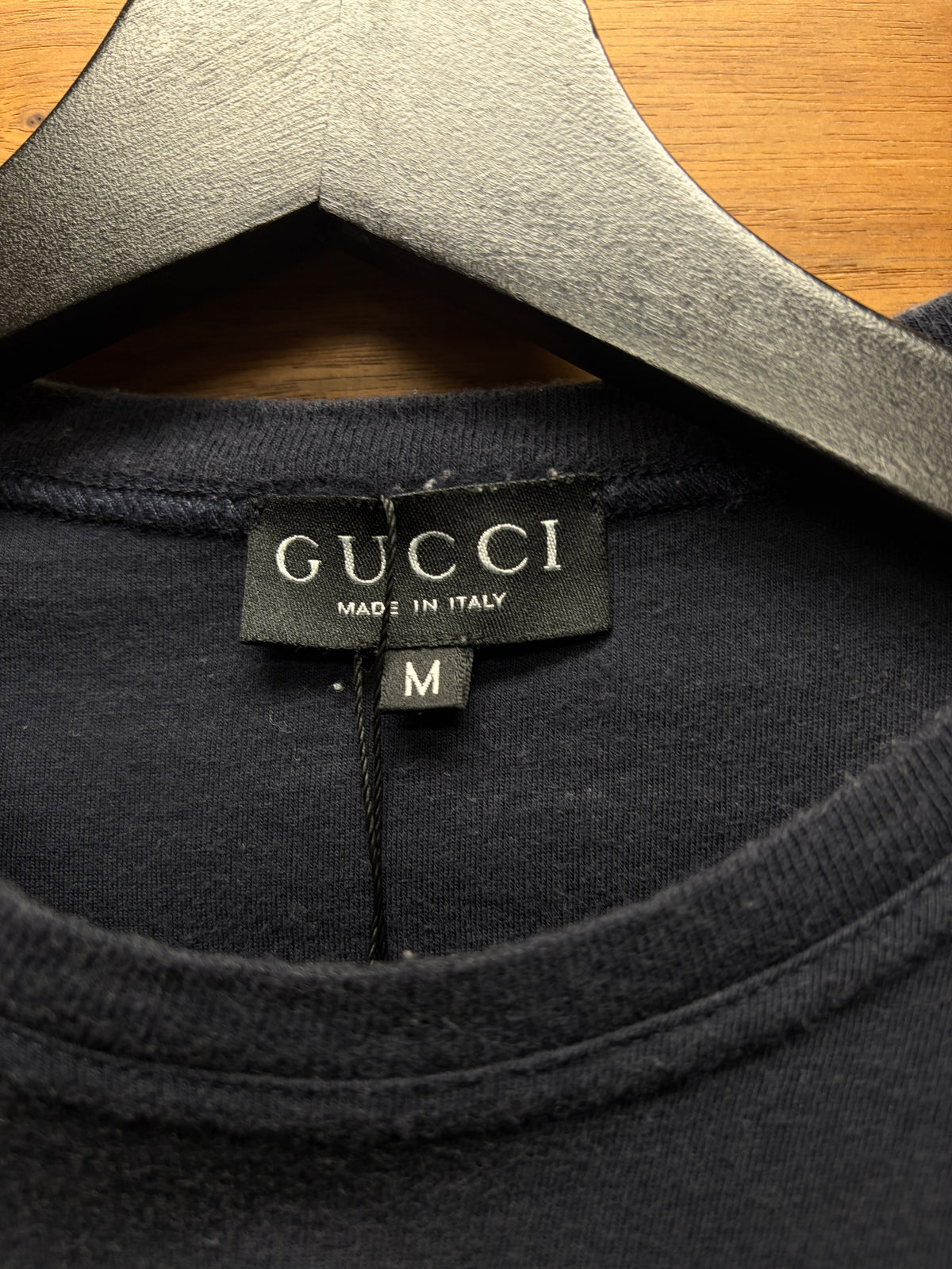SS1997 Gucci by Tom Ford GG Interlock' Embroidered Chest Logo Black Short Sleeve T-Shirt