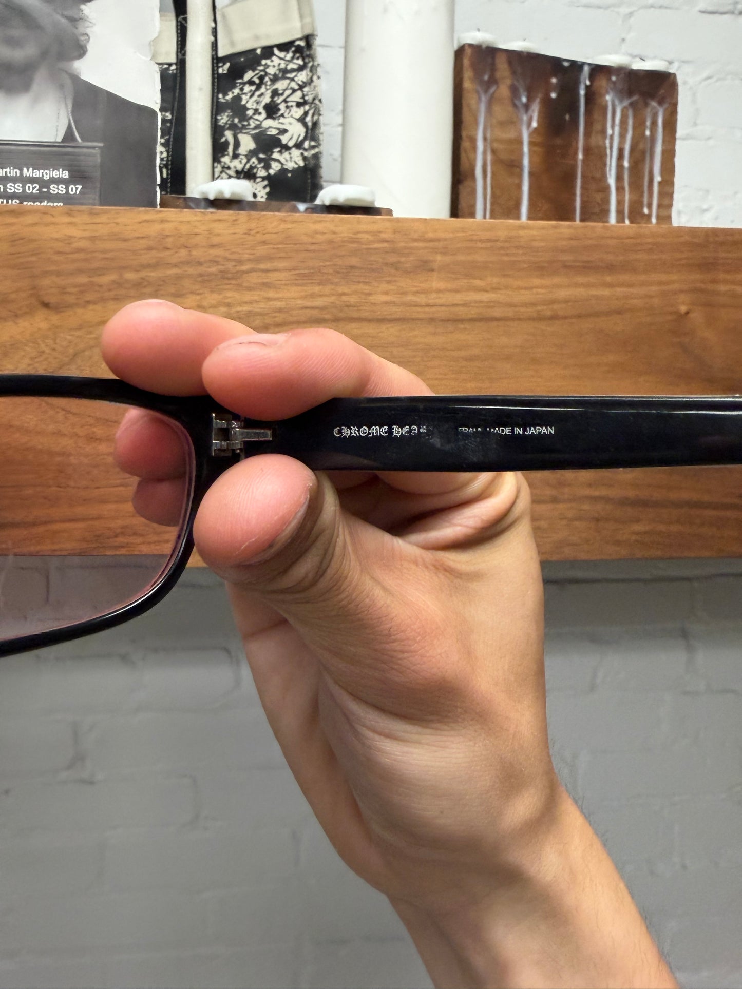 Chrome Hearts ‘Drop Box K’ Black Rectangular Frame Prescription Glasses