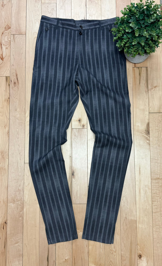 Ann Demeulemeester Striped Grey Wool Slim/Skinny Trousers