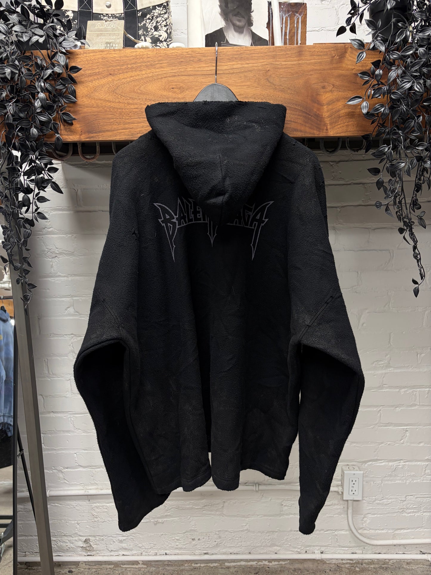 AW2023 Balenciaga ‘Paris Moon/Heavy Metal’ Black Fleece Pullover Hoodie