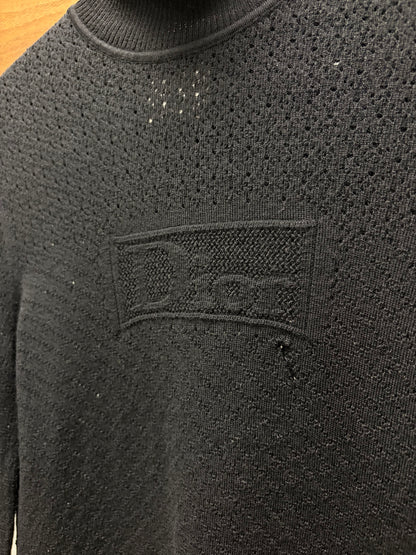 AW2004 Dior Runway Semi-Sheer Black Mesh ‘Box Logo’ Thin Knit Sweater