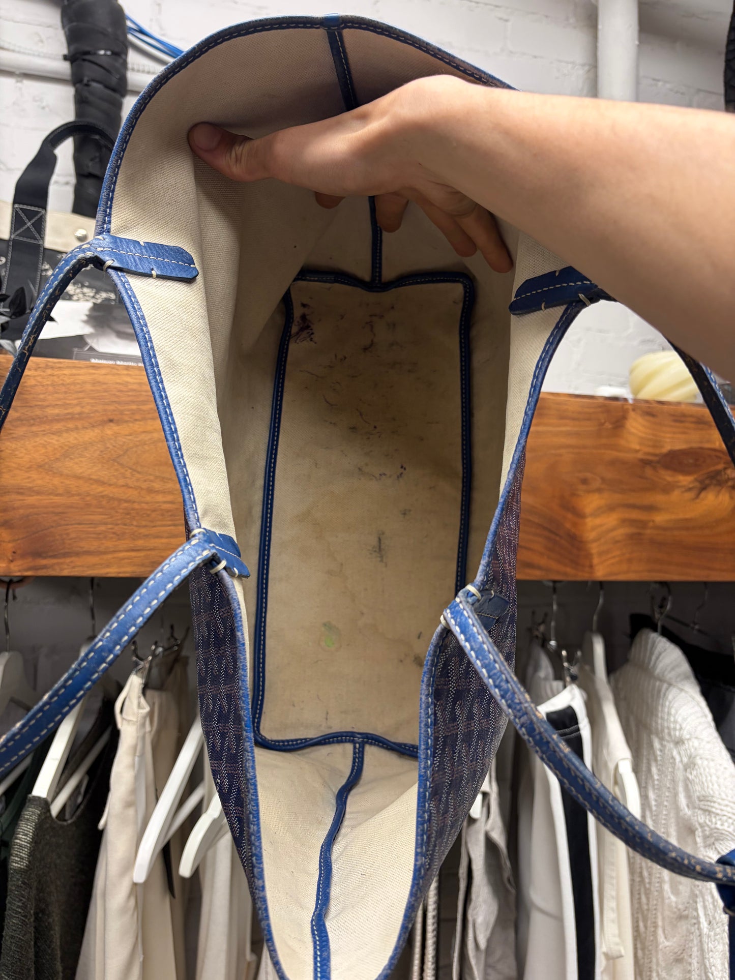 Goyard ‘ST Louis PM’ Blue Monogram Tote Bag