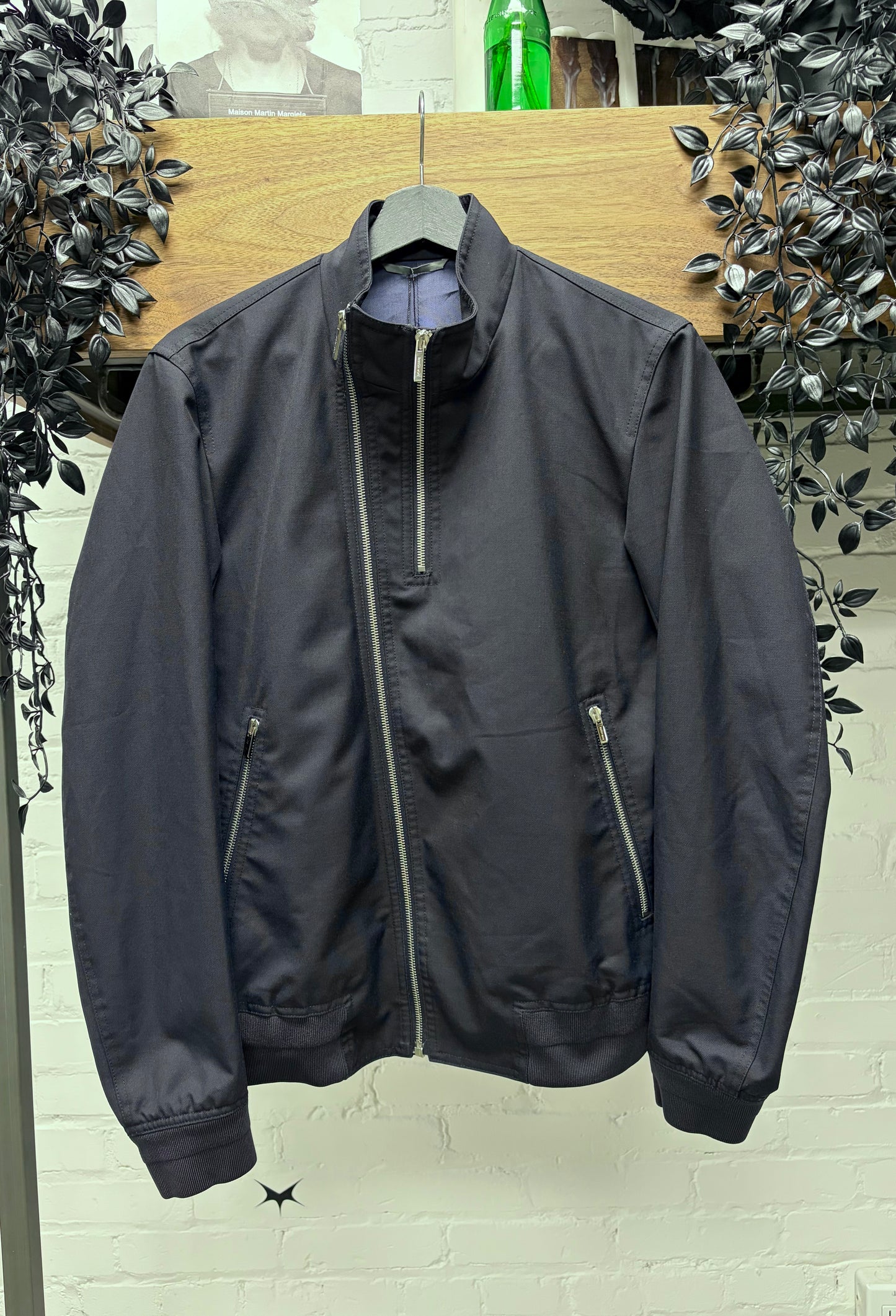 Dior Homme Asymmetric Perfecto Zip Stand Collar Biker-Inspired Jacket