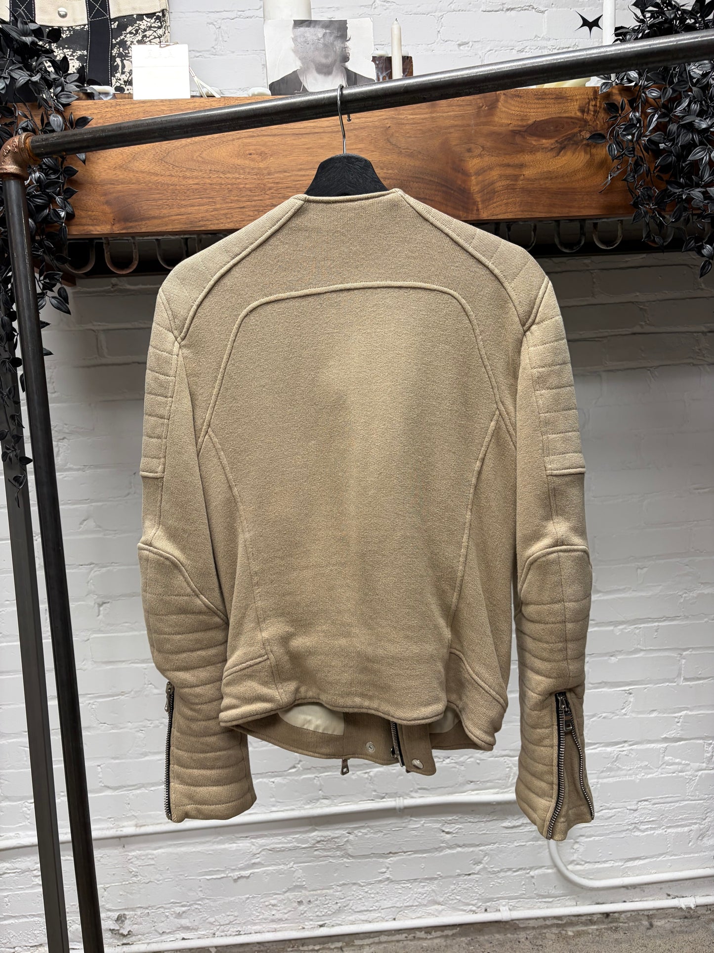 Balmain Tan Cotton Biker ‘Moto’ Jacket