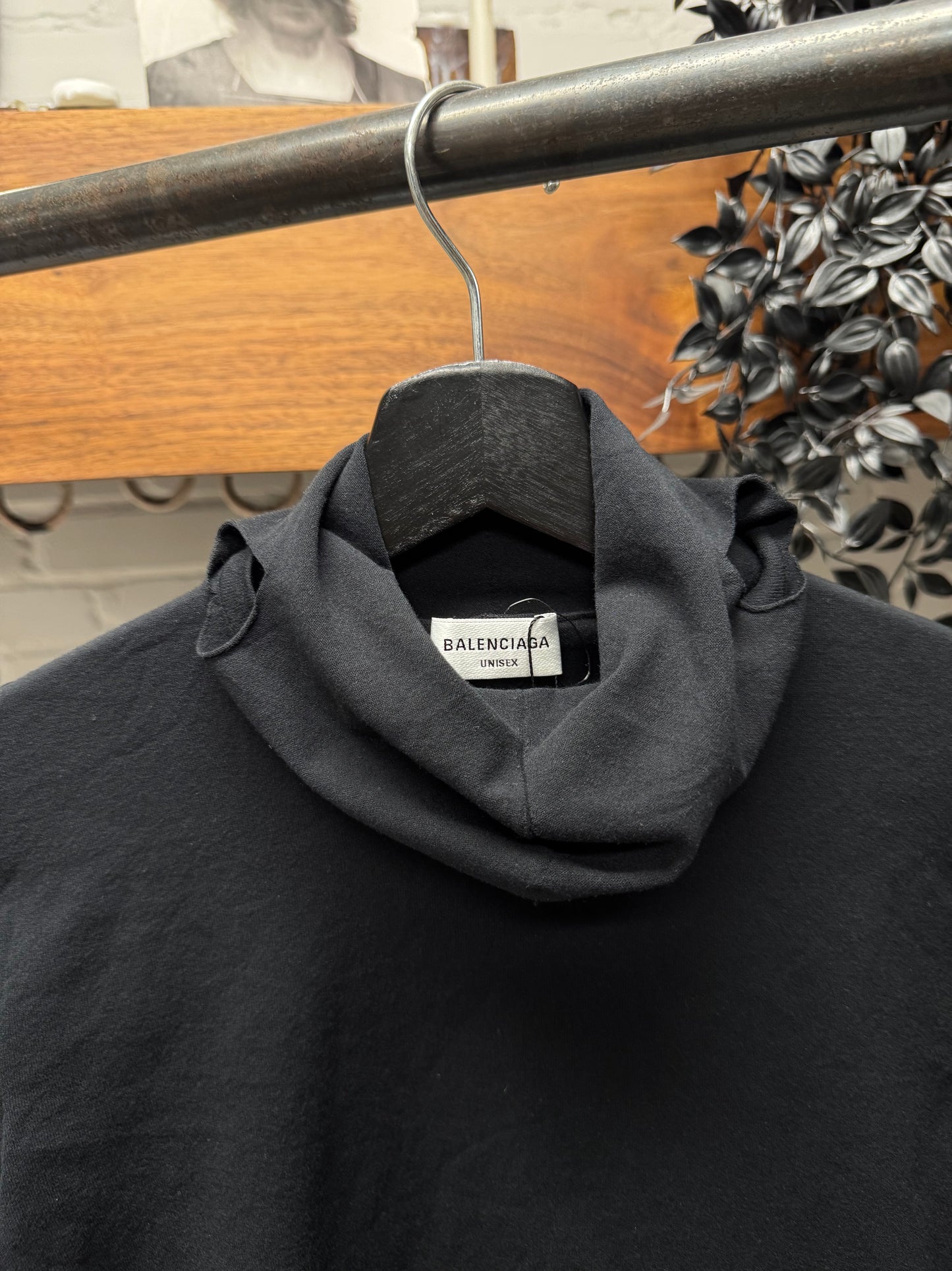 2020 Balenciaga ‘Thumbhole’ Black Cotton Bodysuit
