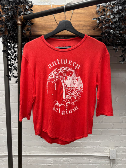 AW2001 Raf Simons ‘Riot Riot Riot’ Antwerp 3/4 Baseball Sleeve Shirt