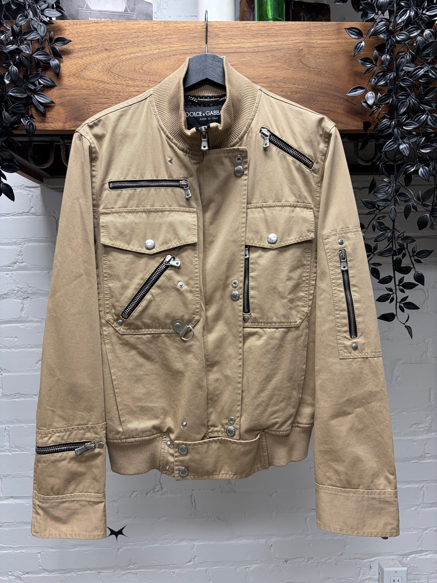 2000s Dolce & Gabbana Mainline Multi Zip Cargo Jacket with Mesh Interior Liner