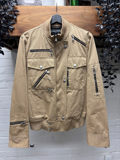 2000s Dolce & Gabbana Mainline Multi Zip Cargo Jacket with Mesh Interior Liner