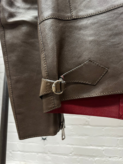 Gucci by Tom Ford Military Inspired Brown Lambskin Leather Field Jacket