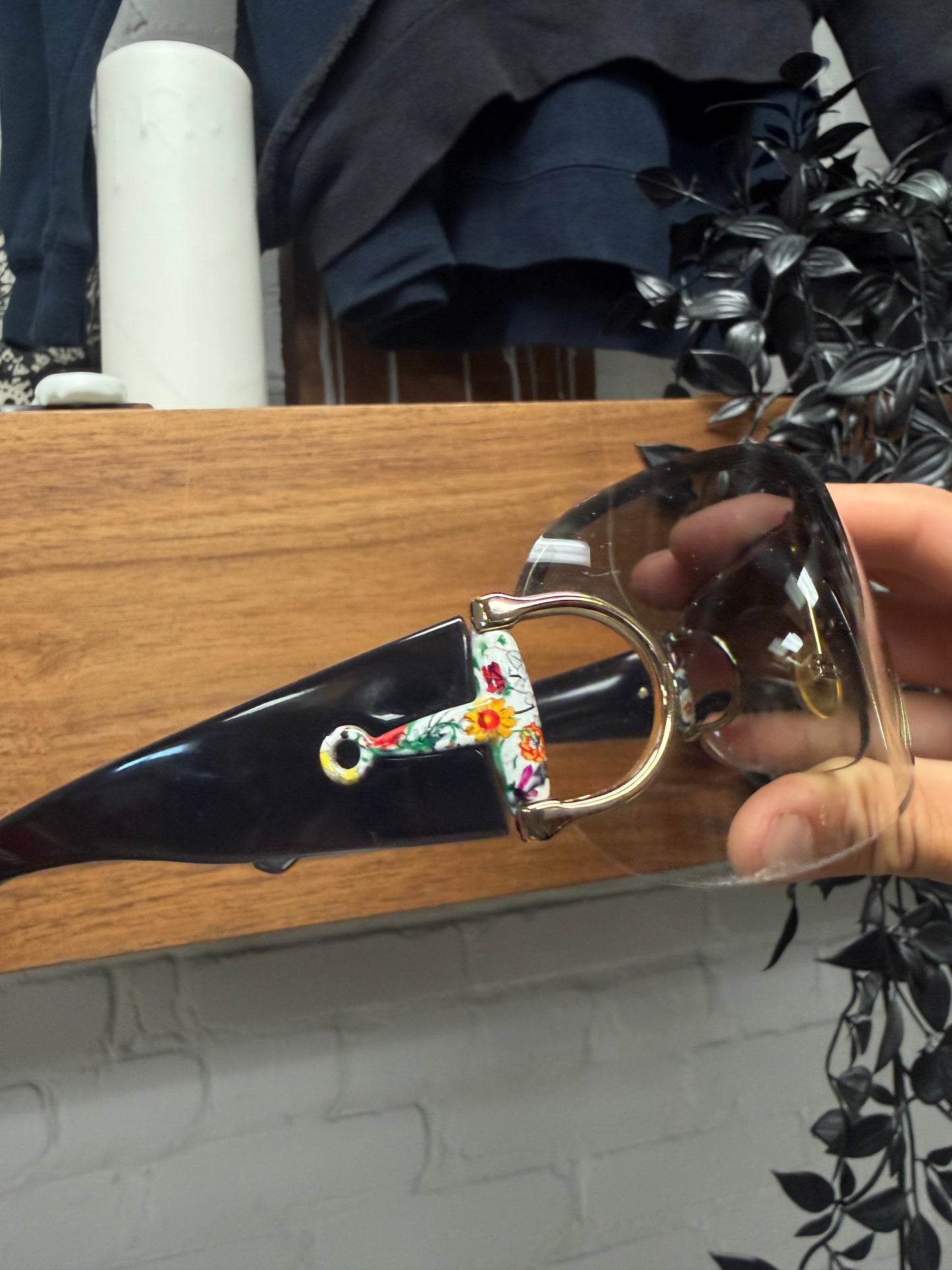 2000s Gucci ‘Floral Horsebit’ Rimless Shield Sunglasses