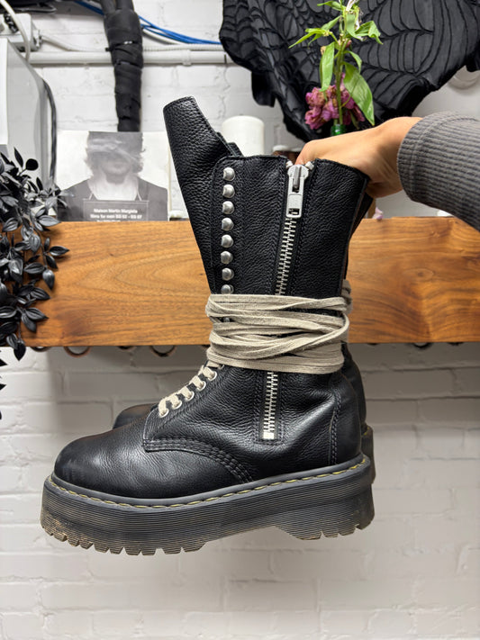 Rick Owens x Doc Martens ‘1918 Quad Sole’ Platform Black Leather High Top Boots