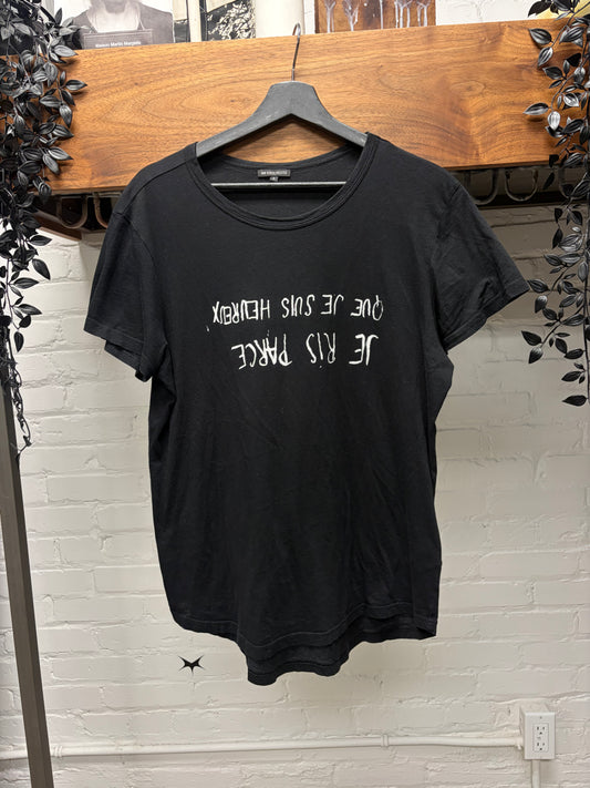 Ann Demeulemeester ‘Je Ris’ Black/White Script T-Shirt