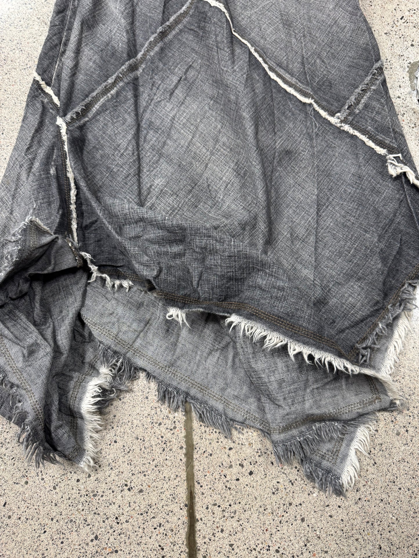 Vintage Jean Paul Gaultier ‘Fringed Raw Seam’ Spiral Cut Denim Dress