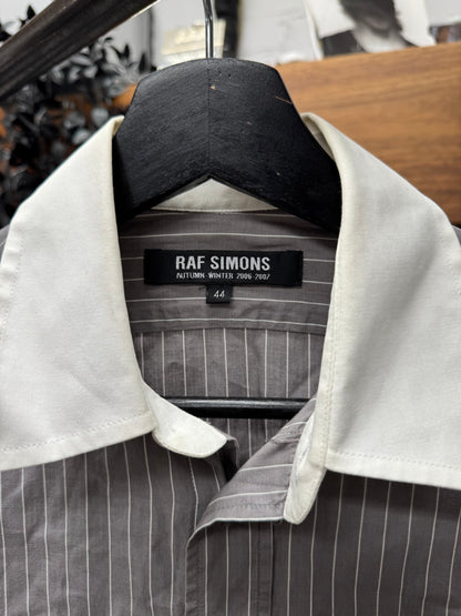 SS2006 Raf Simons Pinstripe ‘R’ Embroidered Logo Button Up Shirt