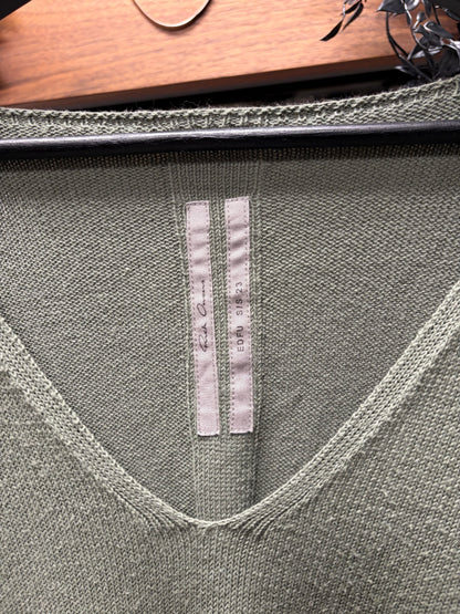 SS2023 Rick Owens ‘Edfu’ Moss V-Neck Knit Sweater