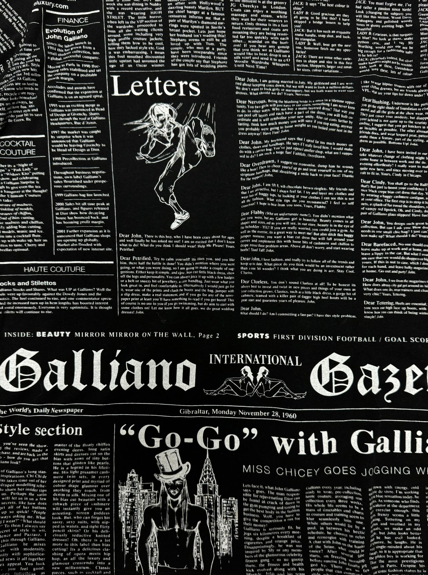 Galliano ‘Gazzette Newspaper Print Graphic T-Shirt