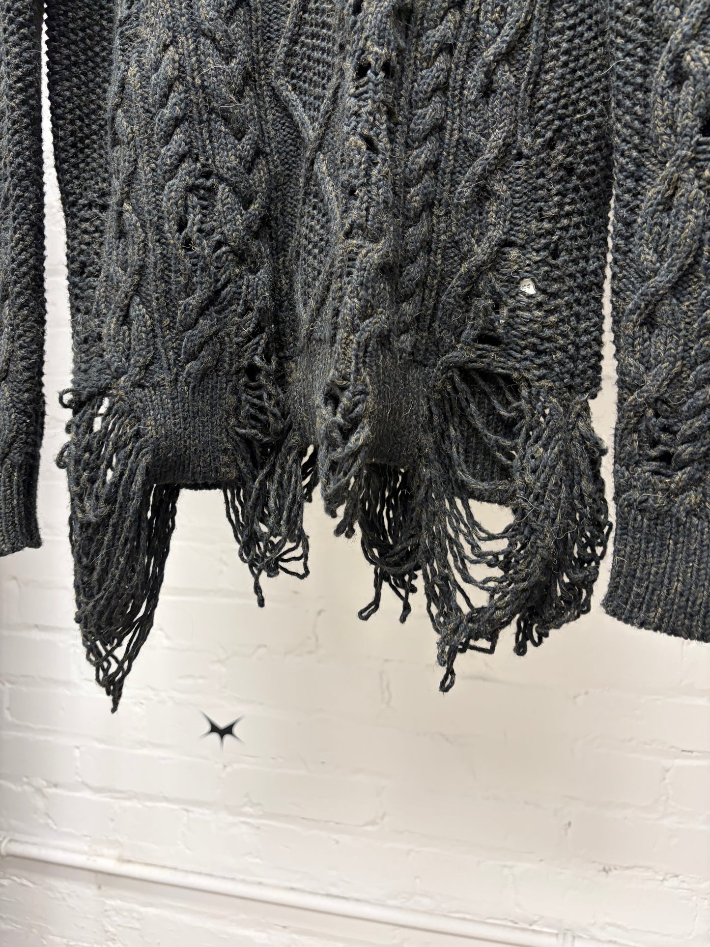 Miharayasuhiro ‘Thrash Distressed’ Wool Cable Knit Sweater