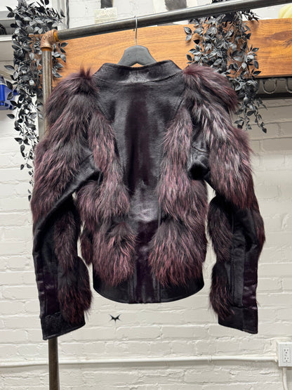 AW2003 Gucci by Tom Ford Fox Fur/Pony-Hair ‘Plum’ Purple Leather Jacket