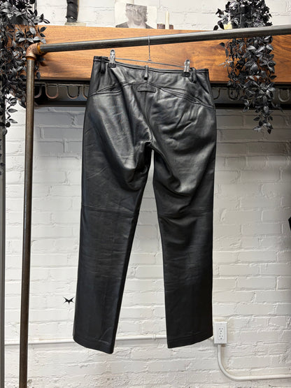 Vintage 90s Jean Paul Gaultier Homme Black Lambskin Leather ‘Darted’ Pants