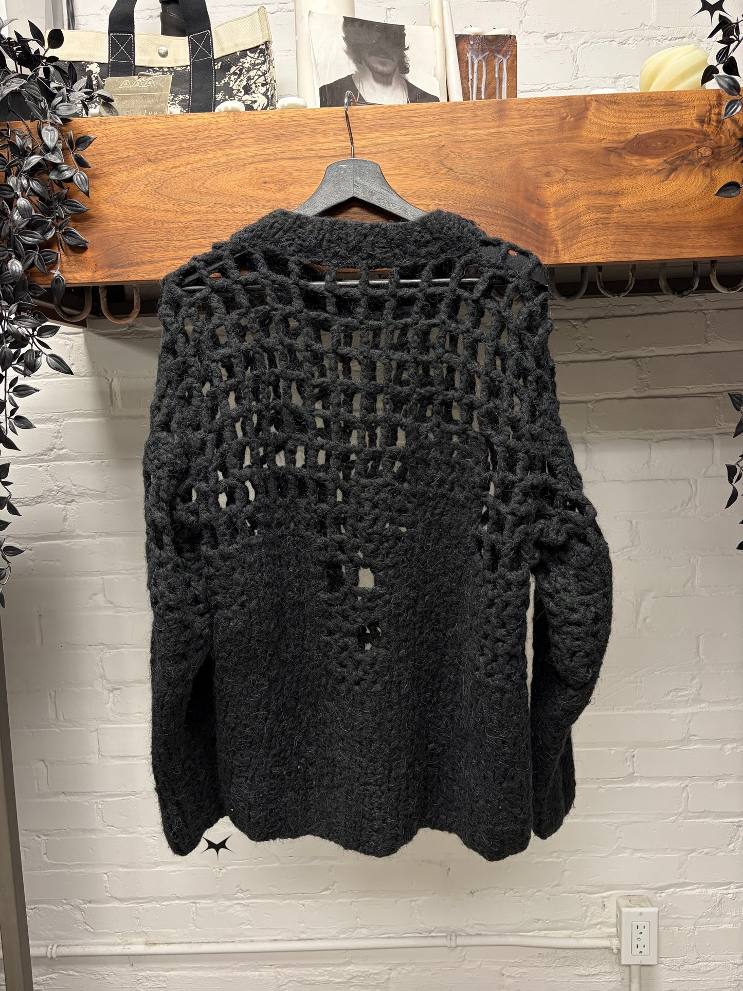SS2020 Maison Margiela Loose Gauge Black Distressed Knit Sweater
