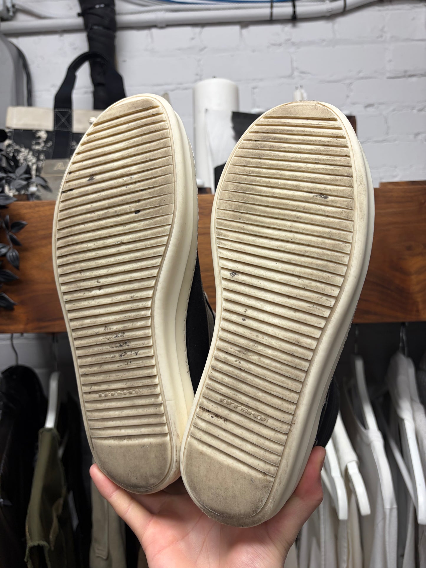 Rick Owens ‘Vans’ Black Canvas High Top Sneakers