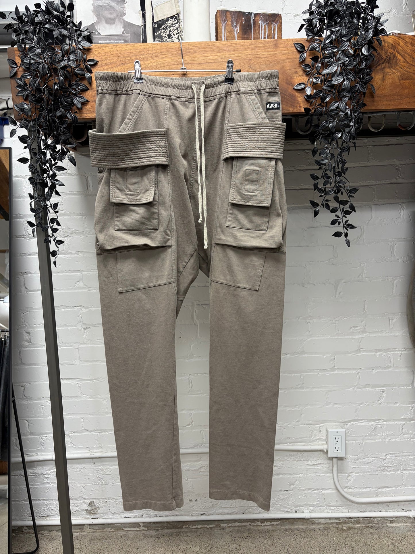 Rick Owens DRKSHDW ‘Creatch’ Dust Brown Cotton Drawstring Cargo Pants