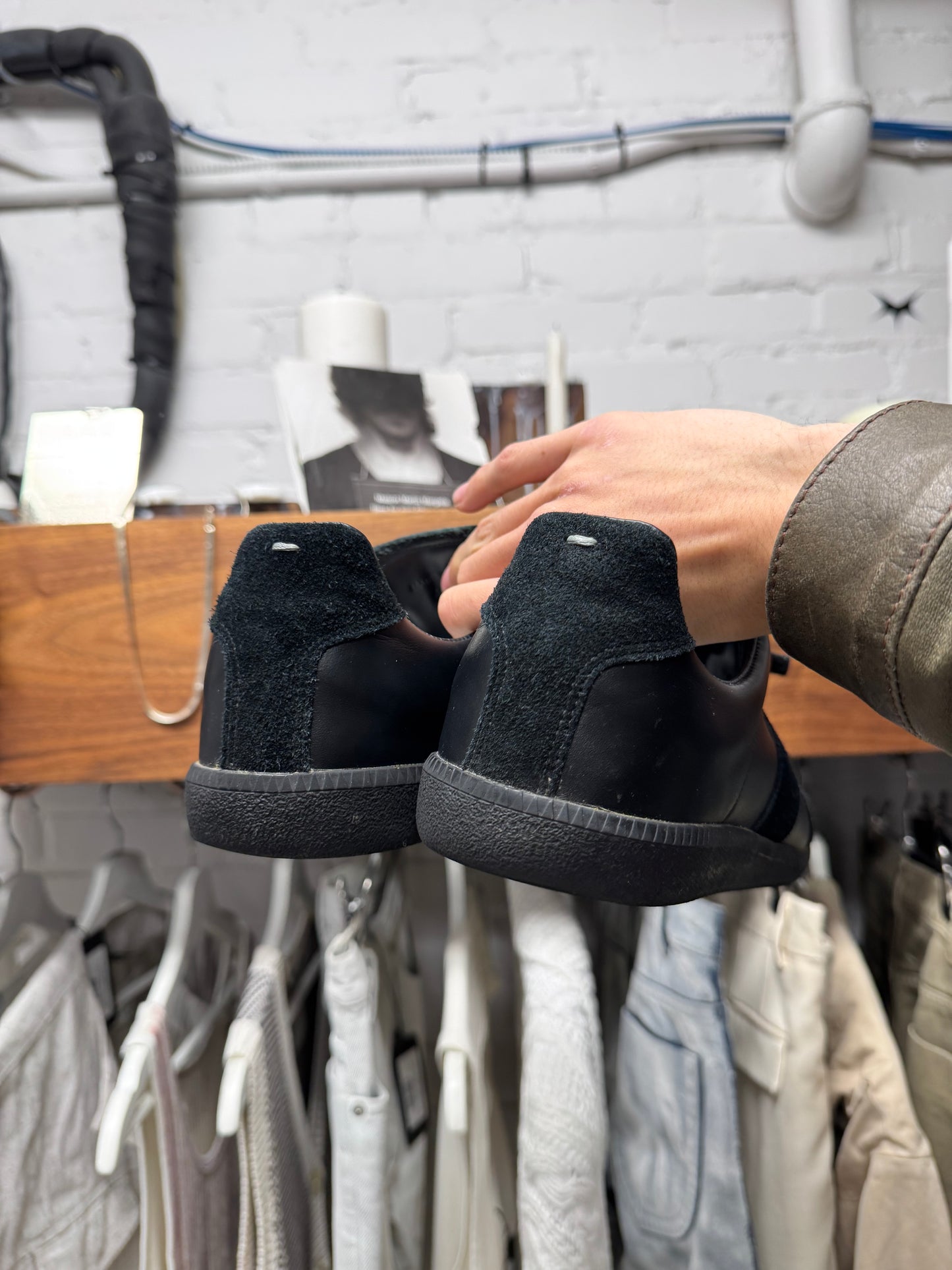 Maison Margiela G.A.T. Black Leather Low Top Sneakers