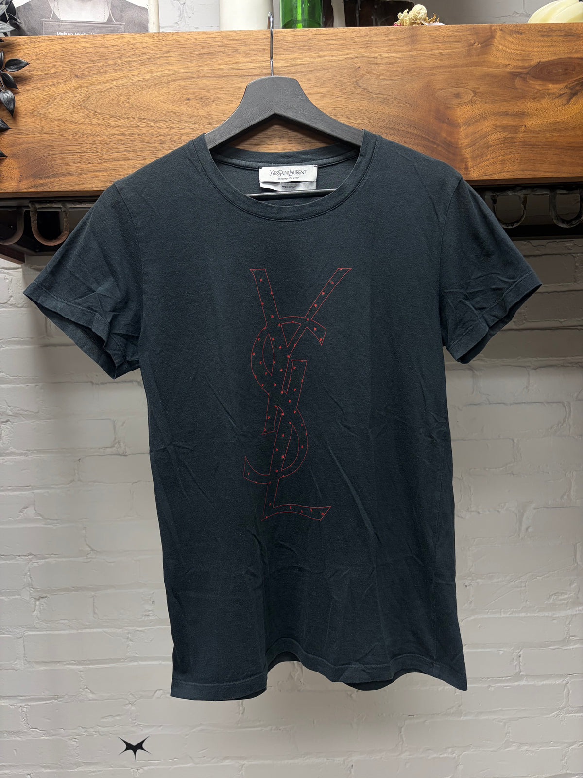 SS2010 Yves Saint Laurent Rive Gauche Red/Black ‘YSL’ Logo T-Shirt
