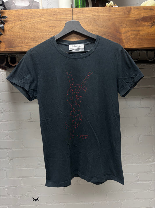 SS2010 Yves Saint Laurent Rive Gauche Red/Black ‘YSL’ Logo T-Shirt