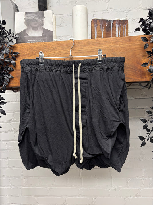 Rick Owens Black Drawstring ‘Boxer’ Cotton Shorts