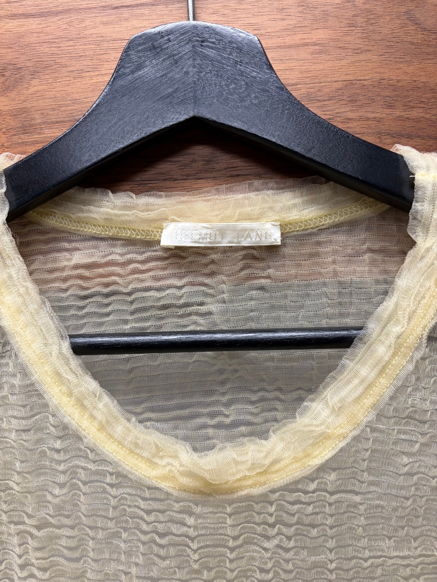 SS1998 Helmut Lang Runway ‘Ruffled Mesh’ Cream White Tank Top