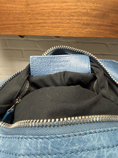 Balenciaga ‘Giant’ Blue Lambskin ‘City Bag’ with Silver Hardware
