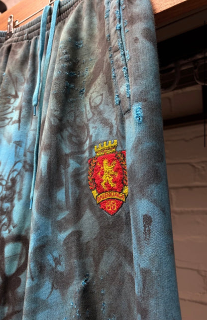 SS2023 Balenciaga ‘Skater’ Blue Graffiti Wide Leg Drawstring Sweatpants