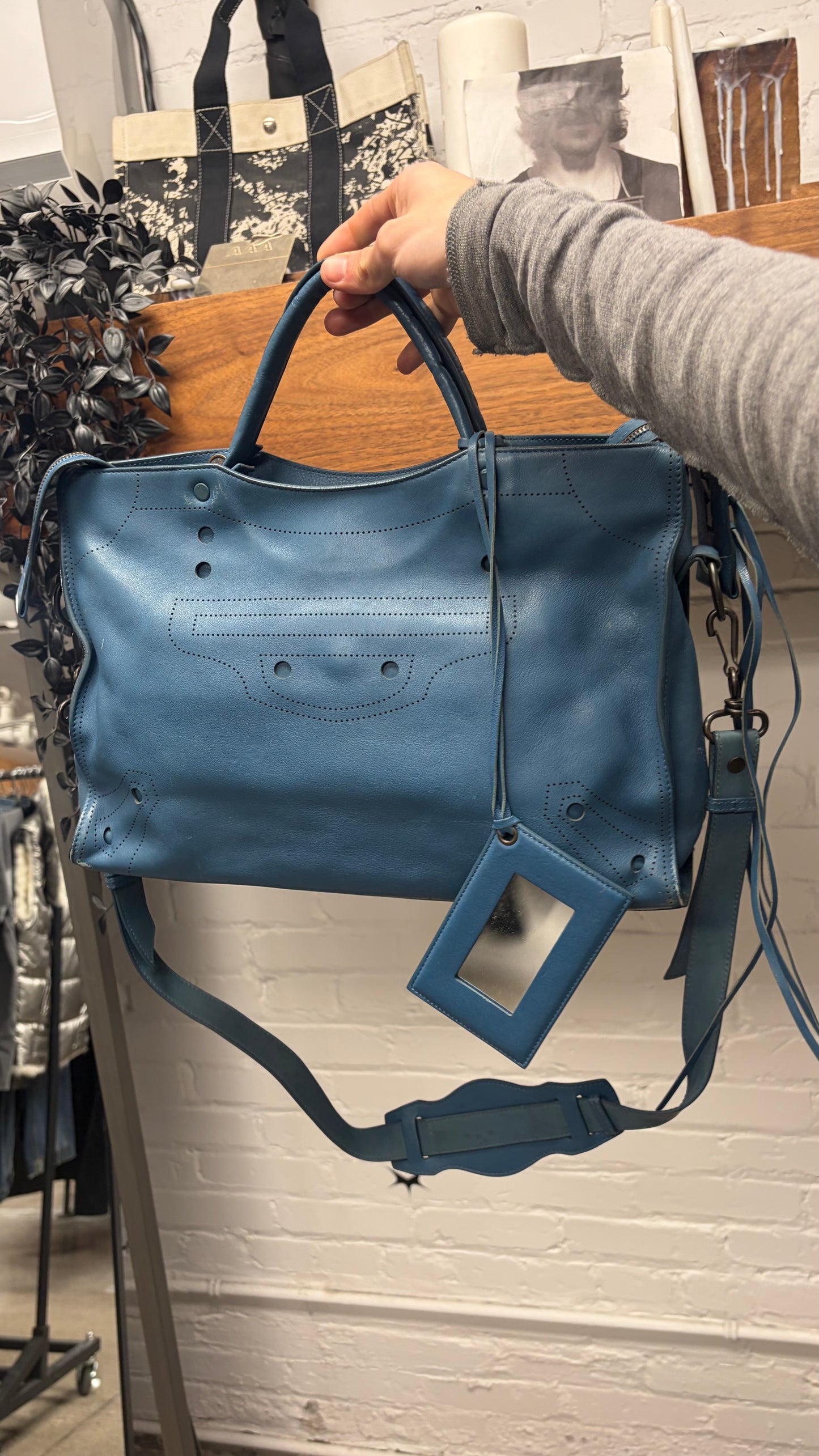 Balenciaga ‘Blackout’ Special Edition ‘City Bag’ with Crossbody Strap & Magnetic Closure