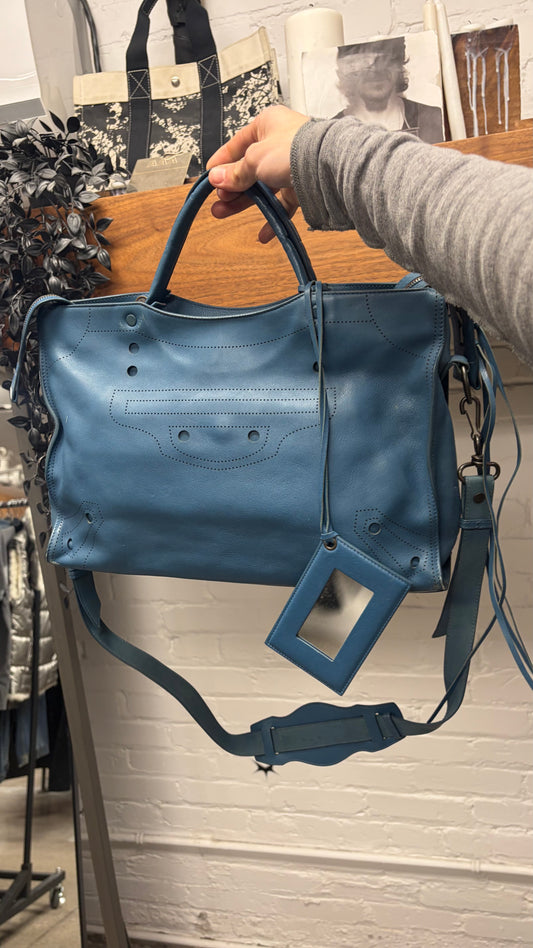 Balenciaga ‘Blackout’ Special Edition ‘City Bag’ with Crossbody Strap & Magnetic Closure