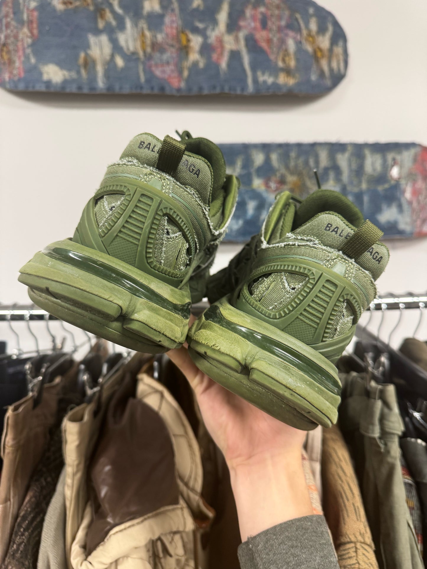 Balenciaga ‘Track 2’ Canvas Green Low Top Sneakers