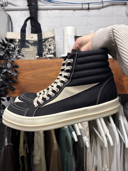 Rick Owens ‘Vans’ Black Canvas High Top Sneakers