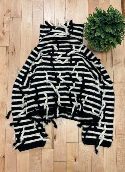 Loewe Alpaca Wool Heavyweight Fringe Striped Knit Sweater